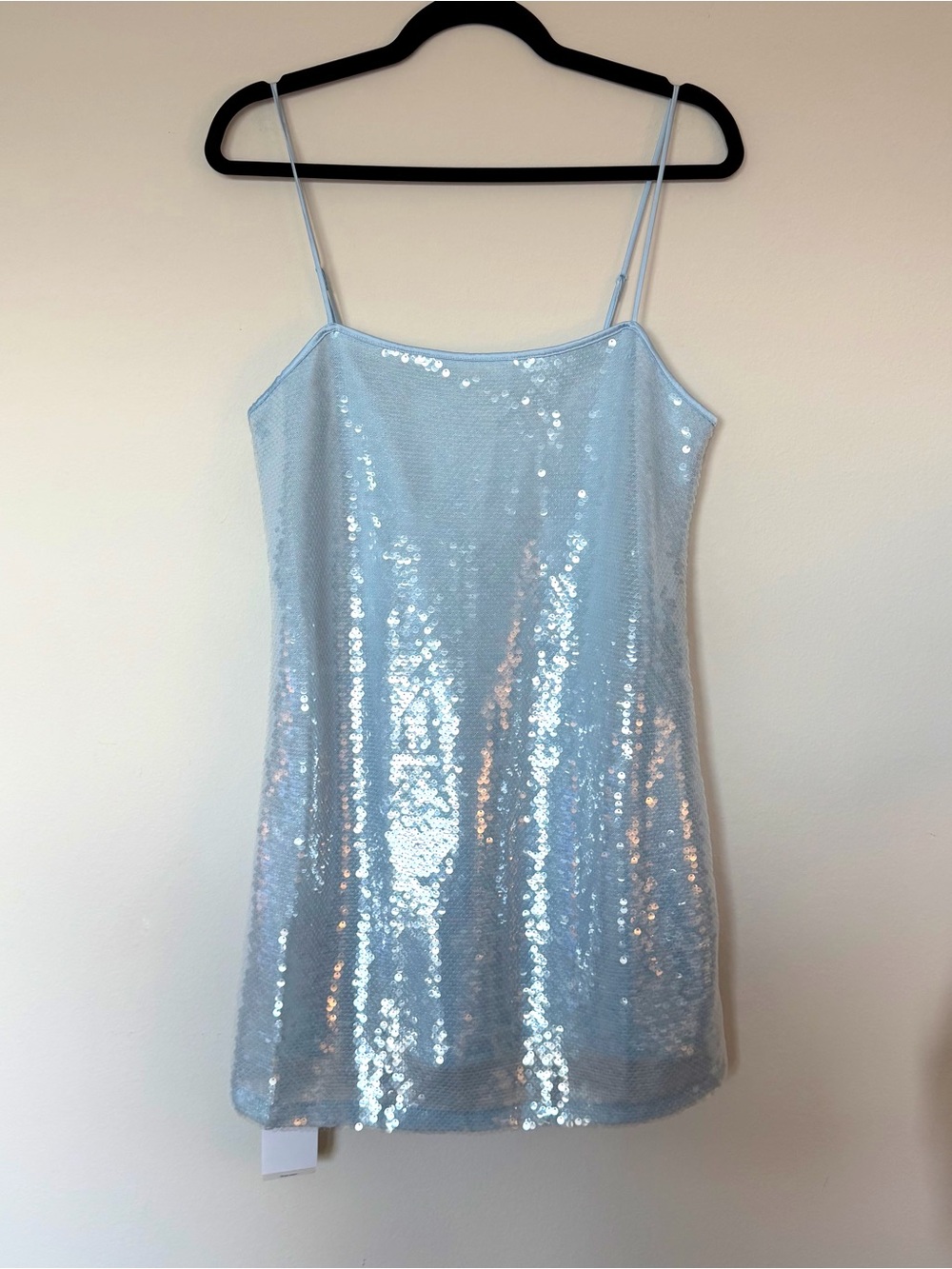Abercrombie Sequin Squareneck Mini Dress Icy Blue NWT Medium